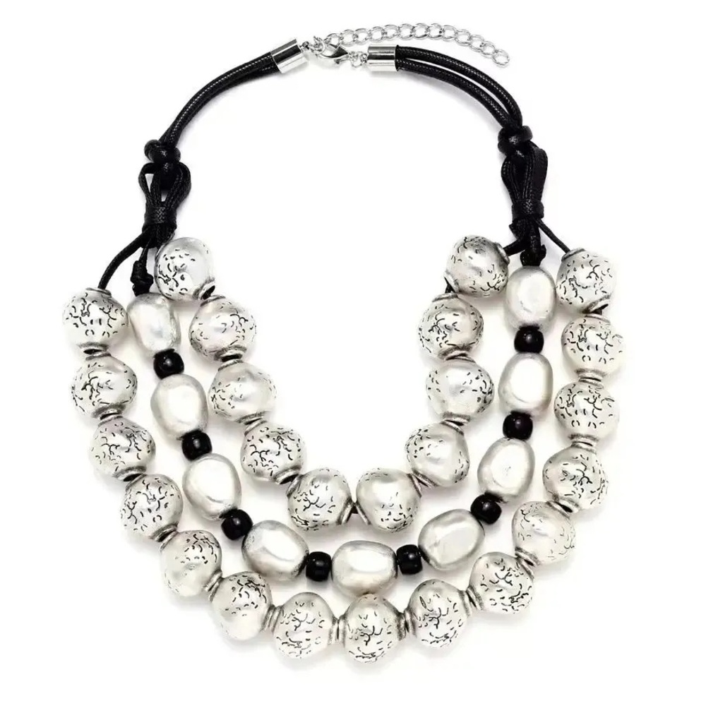 Zara Silver Beaded Necklace NWT